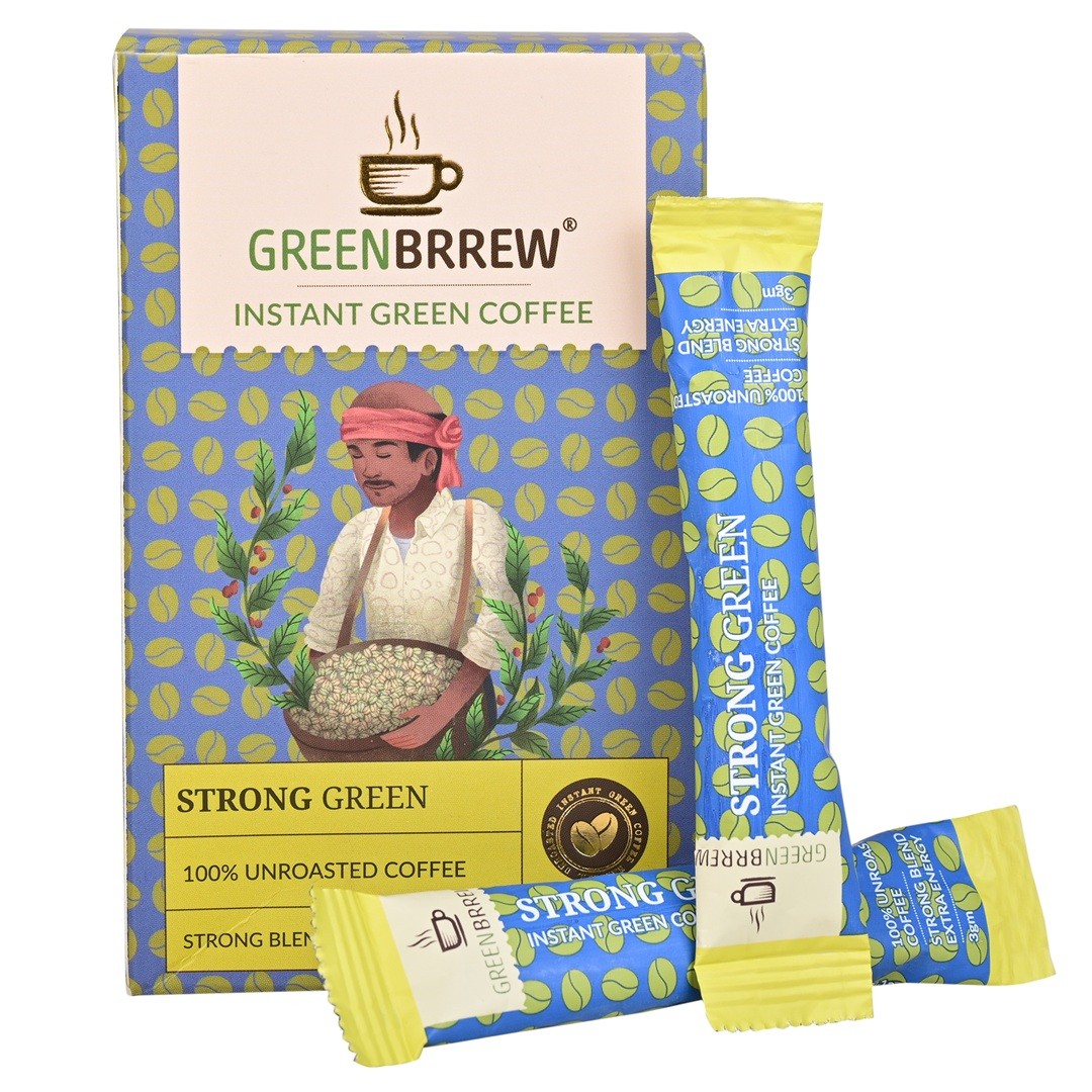Strong Green Coffee | 100% Unroasted Coffee | Strong Blend - Extra Energy (20 Sachets, 60g)