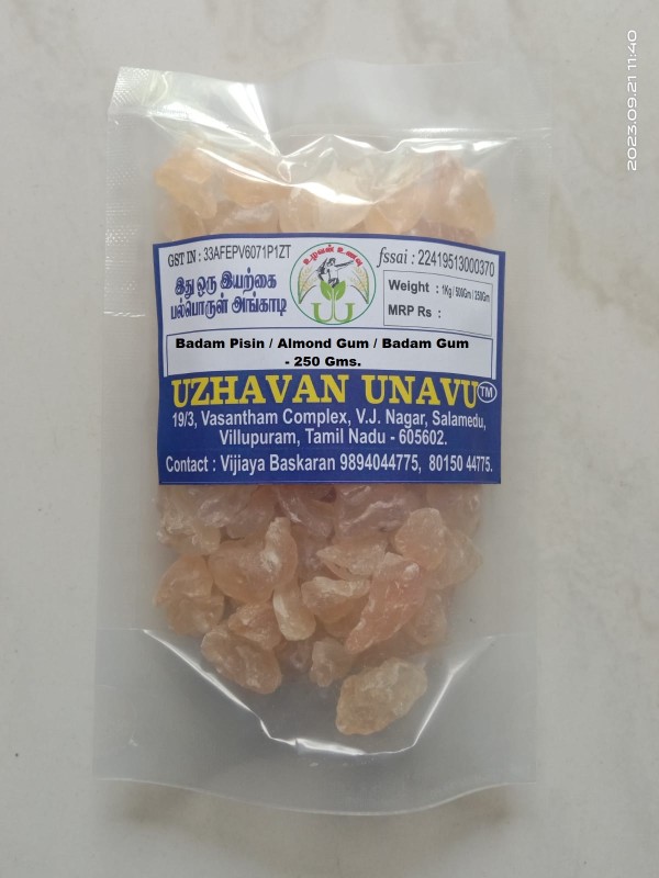 Uzhavan Unavu - Badam pisin  / Almond gum / Badam gum - 250 Gm