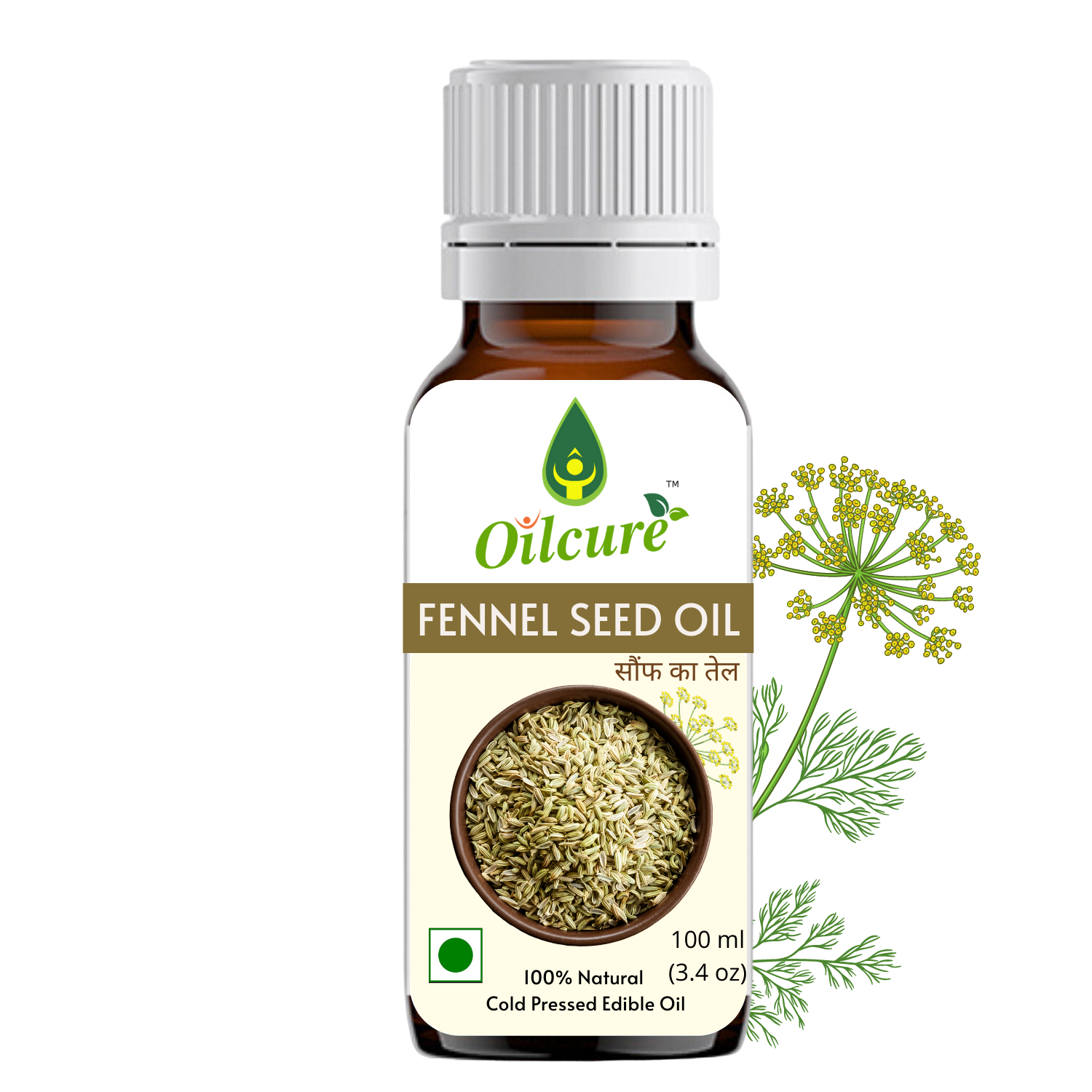 Oilcure Fennel Seed Oil (Saunf) Cold Pressed -100 ml