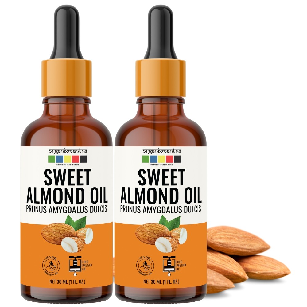 Organix Mantra Sweet Almond Oil, Cold Pressed Organic Oil, 30ML x 2