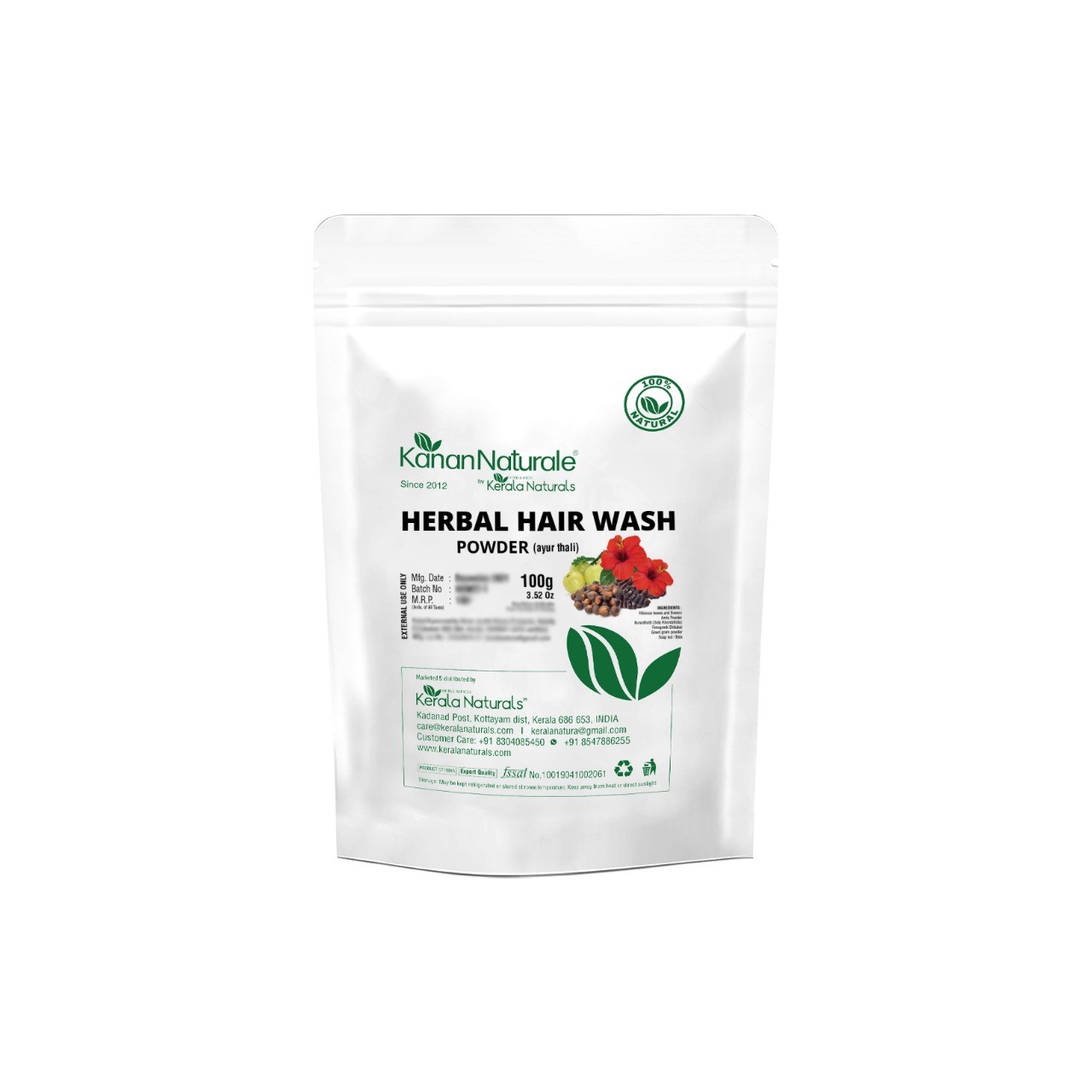 Kerala Naturals Ayur thali- Herbal Hair wash Powder 2 x 100gm